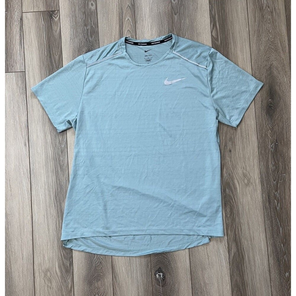 Nike Running Dri Fit Short Sleeve Mens Size Large Light Green Moisture Wicking
